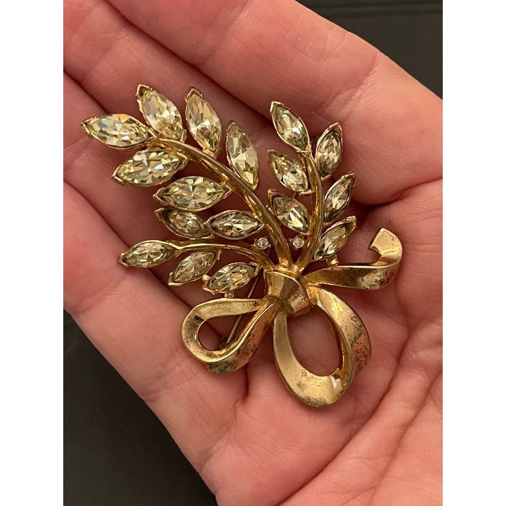 Vermeil 1940’s Floral Spray Brooch Retro Elegant